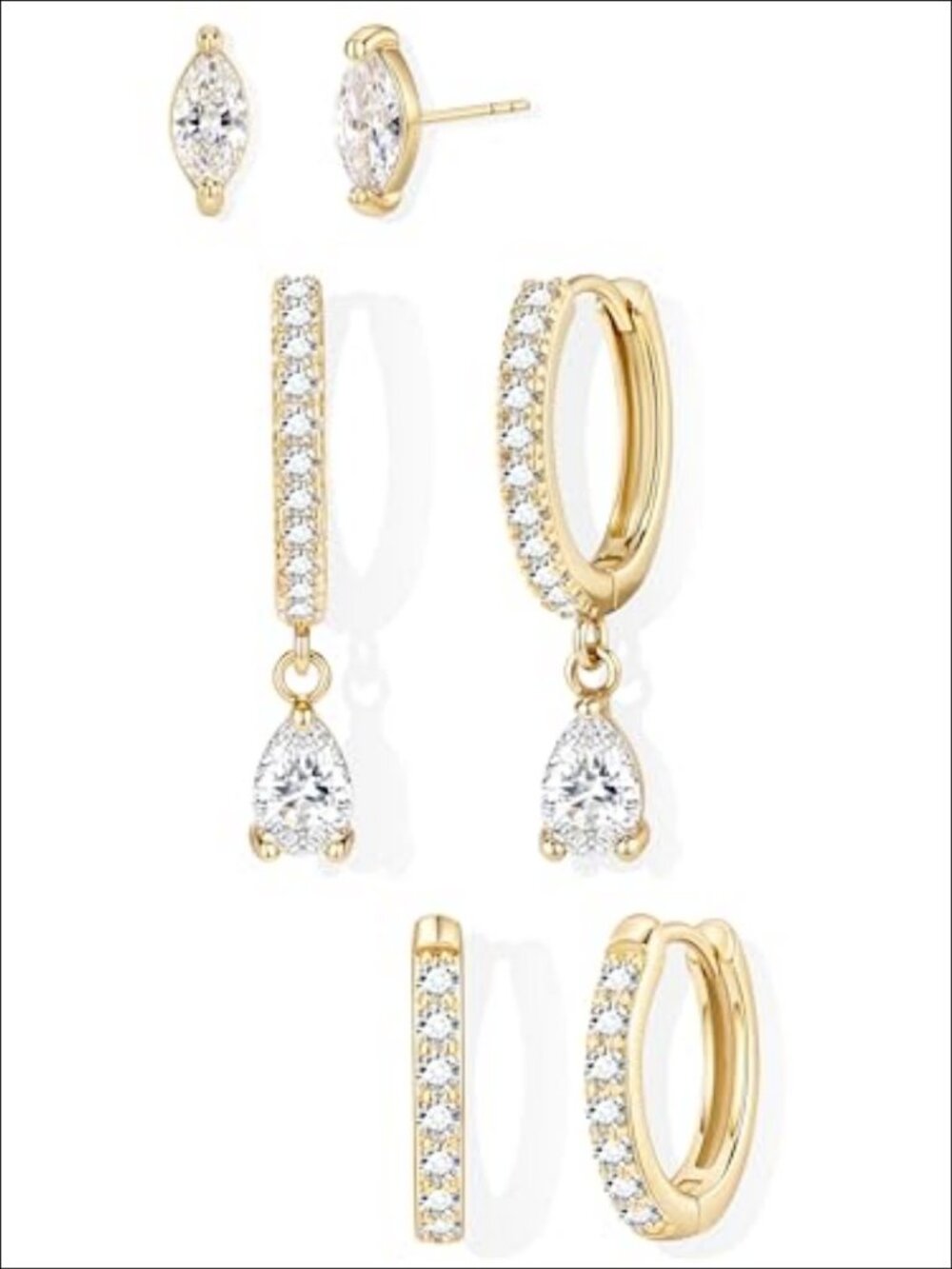 14K Gold Plated Huggie Hoop Earrings Set for Women Hypoallergenic Dainty